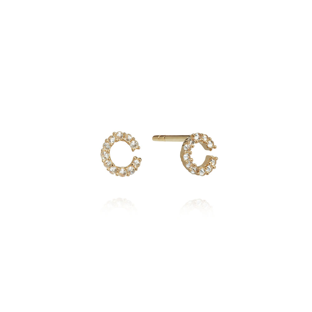 A pair of 18ct Gold Diamond Initial C Stud Earrings | Annoushka jewelley